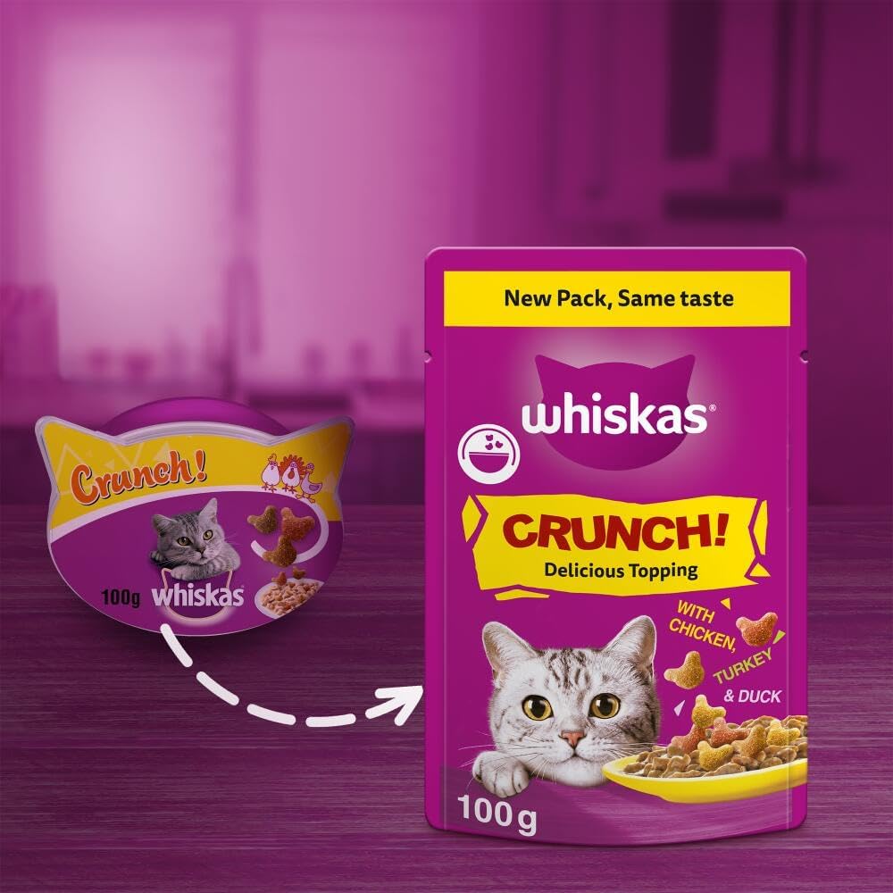 Whiskas Crunch Cat Treats 100 g- Delicious Crunchy Snacks for Cats (Pack of 6)