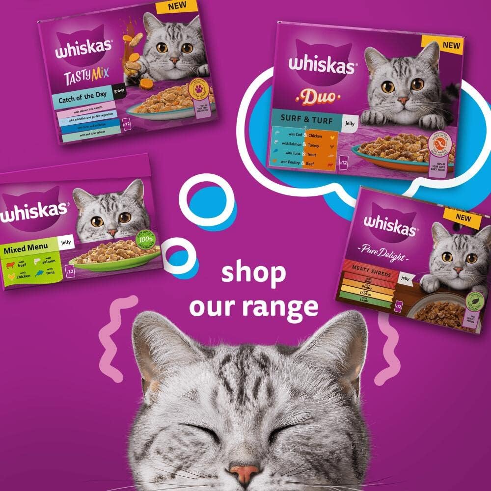 whiskas Tasty Mix 1+Chef´s Choice in Gravy 40x85g Pouches, Adult Cat Food