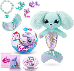 Pets Alive Furmaids by ZURU, Electronic Soft Mermaid Plush Toy, Robotic Pet Plushies & Interactive Play for Girls with Lights & 10 Surprises (Green)