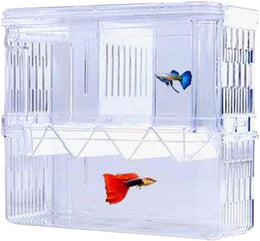 Fish Breeding Box, Acrylic Floating Fish Hatchery Isolation Box, Double Layer Fry Hatching Incubator Breeding Rearing Trap, Aquarium Tank Fish Parenting Container Divider with Suction Cups_L