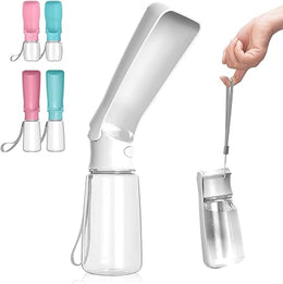 Foldable Dog Water Bottles - Portable Leak Proof & Food Grade Plastic Travel Bottle | Pet Water Bottle for Dog Cat Outdoor Walking Hiking Travel (White, 550ml)