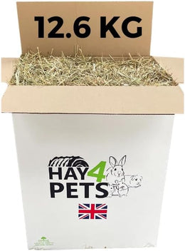 Meadow Hay - 12.6kg. Fresh, Green Feeding Hay For Rabbit, Guinea Pig, Hamster & Small Animals. High Fibre, Natural Food For Pets. Dried Grass Animal Feed