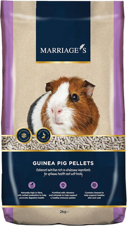 Marriage’s - Adult Guinea Pig Pellets for a Healthy Weight and Immune System, Guinea Pig Food with Sunflower Seed, High Fibre, 100% Nutri Pressed, Suitable for All Adult Guinea Pigs (2kg)