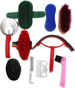 Horse Grooming Kit 10PCS Horsehair Cleaning Set Brush Set Brush Cleaning Kit for Horses Equestrian Brush Curry Comb Horse Cleaning Tool Set