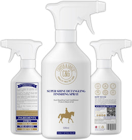 Horse Super Shine Detangling Finish Spray 500ML By Cooper and Gracie | Dust Repelling Coat Conditioner Natural Ingredients | Protects Mane Tail Natural Shine Grooming Detangler Hair Skin Nourishment