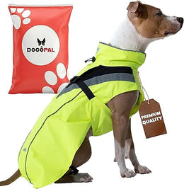 DOGOPAL Dog Raincoat - Waterproof, Lightweight Dog Rain Coat for Small, Medium, and Large Dogs with High Visibility Reflective Straps and Harness Hole (Yellow, L)