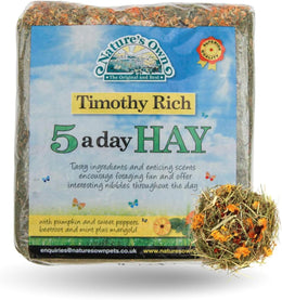 1kg Nature's Own Timothy Hay 5 A Day Blended Grass & Flower Additions Animal Pet Feed - For Rabbit Guinea Pig Chinchilla Hamster & Small Animals