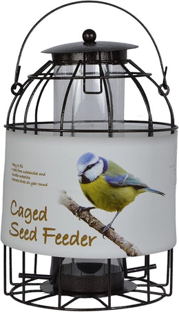 Green Jem Dome Caged Seed Wild Bird Feeder, Designed To Deter Squirrels And Also Larger Garden Birds Such As Pigeons And Doves, Hammertone Finish