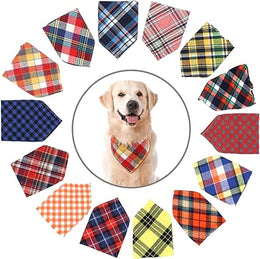 SLSON 14 Pack Dog Bandanas, Plaid Dog Scarf Washable Triangle Pet Bibs Kerchief for Puppy Small and Medium Dog Cat Pets