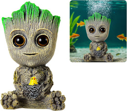 Aquarium Air Bubbler Ornaments Fish Tank Decorations, Aquarium Air Stone Safety Environmental Friendly Resin Groot Decorations with Air Bubbler Stone for Aquarium Fish Tank Accessories