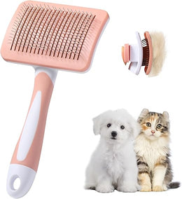 Vinabo Brush for Dogs and Cats, Self-Cleaning for Small Dogs, Cat Brush, Pet Brush, for Dogs and Cats, Eliminate Tomentose Undercoat Tangles-Cinnamon