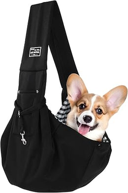 -Puppy Sling Carrier Hand-Free Small Dog Sling Dogs & Cats Front Carrier Bag For Puppy Outdoor Walking Travel Shopping(Black)