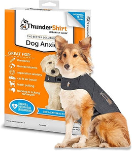 ThunderShirt for Dogs, Dog Calming Jacket, Thunder Shirt Large, Anxiety Coats for Dogs, Instant Natural Relief for Storms, Fireworks & Separation, Calming Vest, 5 Sizes, Grey