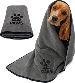 Elite Paws® UK: Ultra-Absorbent Luxury Dog Towel, Thicker Than Most, Super Soft Microfibre, Dries Pets Quickly, Large 140x70cm, Fast-Drying, Doubles as a Cozy Puppy Blanket, Machine Wash & Dry 1 Pack
