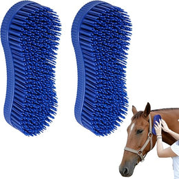 Magic Brush Horses, 2 Pcs Horses Grooming Brush, Blue Cleaning and Massage Brushes for Horse Care & Cleaning & Detangling, Kitchen Cleaning Brush for Clothes Stove, Bathroom, Tiles