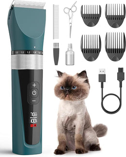 oneisall Cat Clippers for Matted Fur, 5-Speed Quiet Cordless Cat&Dog Grooming Clippers for Long Hair,IPX6 Waterproof Dog Trimmer Shaver for Dogs Cats Animals