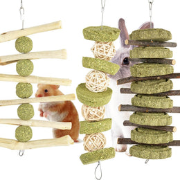 3Pcs Rabbit Chew Toys, Rabbits Cage Hanging Chew Toys Boredom Breakers Treats for Bunny Guinea Pigs Hamsters Gerbils Chinchilla and Other Small Pets for Teeth Grinding