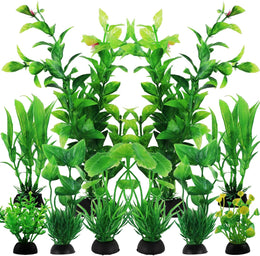 QUOZUO Fish Tank Accessories Aquarium Decorations Green Plants, 10pcs Green Fish Tank Decorations Plastic Plants, Fish Tank Decor, Aquarium Decor Plants