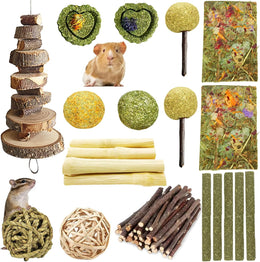42 Pack Rabbit Toys Guinea Pig Toys Set-Boredom Breaker Accessories,Natural Timothy Hay Sticks Rabbit Treats for Rabbit, Bunny, Chinchilla, Guinea Pig，Hamster ，Rat Teeth Care