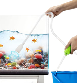 Luigi's Syphon Fish Tank Cleaner for Aquarium - Filtered Hand Vacuum Syphon Pump - 3-in-1 Water Changer and Gravel Washer for Fish Tank - Fish Tank Cleaning Kit