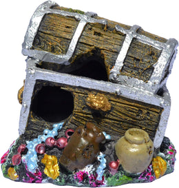 Supa Treasure Chest Aquarium/Fish Tank Ornament, Realistic Detail, Approx. 6cm(L) x 7.5cm(W) x 6.5cm(H).