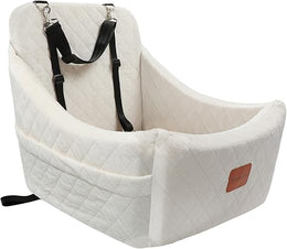 Dog Car Seat for Medium Sized Dog,Pet Travel Car Bed with Seat Belt Channel,Fully Detachable and Washable Car Dog Seat with Adjustable Straps,3 Straps Easy to Install (Beige)