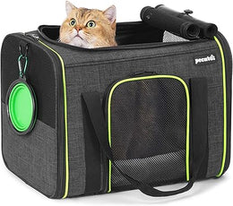 pecute® Cat Carrier Large with Removable Pet Nest up to 8kg, Foldable Cat Carrier Bag, Portable Dog Travel Bag, Breathable Mesh Fabric, Suitable for Car Travel, Bus, Subway,Picnic, Hiking Dark Grey