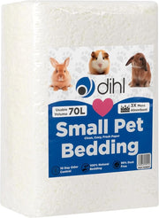 Dihl 70 Litre, White, Super Absorbent Paper Bedding for Small Animals. Absorbs 6 Times its Weight in Liquid. Hamster, Mice, Rat, Rabbit, Guinea Pig Gerbil Cage Substrate – 70L