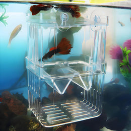 Aquarium Fish Breeding Box, Transparent Acrylic Baby Fish Separator for Tank Breeding Incubator Box for Betta Goldfish Fry Guppy Shrimp Clownfish Tropical Fishes Small Isolation Box with Suction Cups