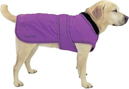 Hugglepets Arctic Armour Waterproof Thermal Dog Coat - Purple (X Large 60cm) Reflective Microfleece-Lined Coat for Large Dogs with Adjustable Hook & Loop Fastening & Zipper for Harness or Collar.