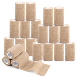 APACALI 20 Rolls Cohesive Bandage 10cm x 4.5m, Beige Vet Wrap for Horses, Self Adhesive Bandage, Sock Tape Football for Wrist & Ankle Protection