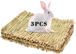 Grass mat for Rabbit Bunny 3 Pcs,Rabbit Hay Mat,Small Animal Cages Hay,Nesting and Toys for Guinea Pig Parrot Bunny Hamster Chinchilla Squirrel