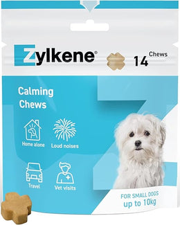 Zylkene Calming Chews for Small Dogs up to 10kg | Promotes Relaxation | Helps Pets cope with short-term challenging situations | Perfect for on the go, holidays, travelling, fireworks | 14 Chews