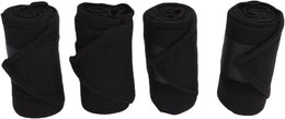 Breathable Horse Leg Wraps in Fleece Material for Wound Healing and Warmth, 4 Pcs Polo Leg Bandage, Elastic Straps (Black)