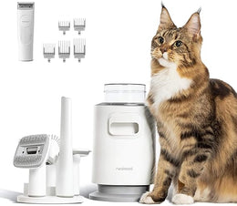 Neakasa Dog Cat Grooming Kit with Vacuum, Self Cleaning Cat Brush Dog Clippers, 12000Pa Powerful Suction 99% Pet Hair, 5 Proven Grooming Tools, deShedding Tool for for Thick Short Long Hair