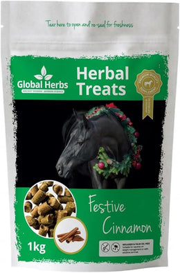 Global Herbs Festive Cinnamon Herbal Treats for Horses Low-Sugar Rewards 1kg