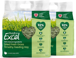 Burgess Excel Dried Fresh Grass Feeding Hay, 2kg – Dust Extracted Feeding Hay for Rabbits - 100% Natural (Pack of 2)