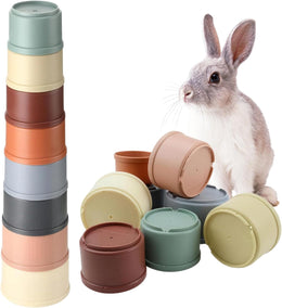 8Pcs Stacking Cups, Rabbit Toys Bunny Toys, Bunny Stacking Cups Pet Toys, Stack Up Cups for Hiding Food and Playtime Fun for Rabbits Small Animals