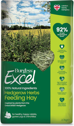 Excel Burgess Hedgerow Herbs Feeding Hay, 2.7kg – Hedgerow Herb feeding Hay for Rabbits & Guinea Pigs – Dust Extracted, For Small Animals