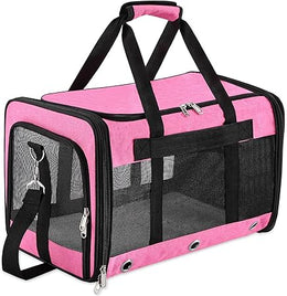 Soft Sided Foldable Cat/Dog/Pet Carrier Bag, Portable Puppy/Pets Travel Carriers For Cats/Dogs With Shoulder Strap & Removable Mat, Durable Cat Basket of 17 lbs Airline Approved - Pink, M