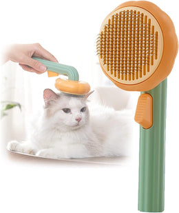 WUBAYI Pumpkin Self-Cleaning Pet Slicker Brush for Dogs, Cats, Puppies & Rabbits - Effortlessly Removes Loose Undercoat, Mats and Tangled Hair - Gentle Grooming Tool for Healthy Coats (Green)