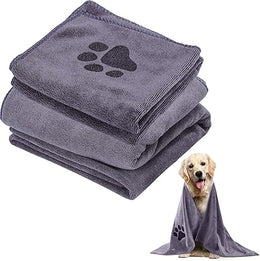 2 Pack Dog Towel Super Absorbent Soft Microfiber Dog Drying Towel Quick Dry Machine Wash Idea For Puppies, Cats & Other Pets Bathing Grooming Swimming Travel (Grey, S(30 * 60cm))