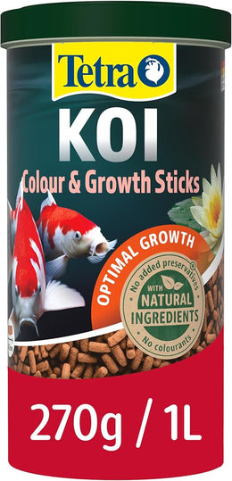 Tetra Koi Pond Fish Food Colour & Growth Sticks 270g - biologically balanced for larger koi fish