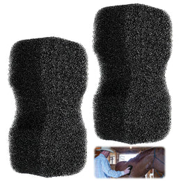 2Pcs Horse Groomer Sponge Compatible with Tigers Tongue Shape Horse Care Sponge Block for Large Dog and Cat Cleaning Massage and Bathing Soft Sturdy Easy to Grasp Black
