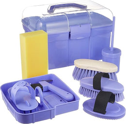 Kerbl Grooming box filled for children, purple (care kit for horses) 321765, 8 pieces (pack of 1), polypropylene