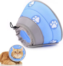 Supet Cat Cone Collar Soft to Stop Licking After Surgery, Adjustable Soft Cat Recovery Collar for Small Dogs, Puppies and Kittens (Blue, S)