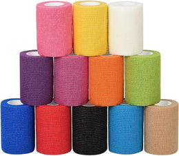 12 Rolls Self Adherent Cohesive Bandages 7.5cm x 4.5m Self Adherent Bandage Pet Vet Wrap for Dogs Horses Self Adhesive Bandage Wrap Elastic Sports Tape for Wrist Ankle