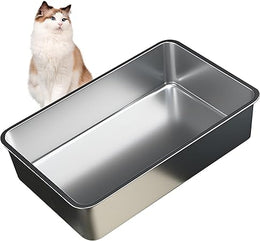 Vealind Stainless Steel Cat Litter Box Sturdy and Durable Metal Material Litter Tray Rustproof Easy to Clean No Leak and Odor Kitten Litter Boxes