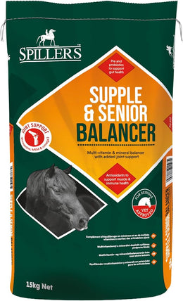 SPILLERS Supple & Senior Balancer Horse Feed, 15KG - Horse Feed to Provide a Balanced Diet for Horses and Ponies with Added Joint Support - Contains Biotin, No Added Iron - Supports Hoof Health