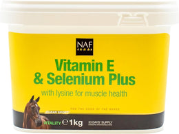 NAF Vitamin E and Selenium 1kg – Antioxidant Supplement for Horses – Supports Muscle Function, Recovery & Immunity – Ideal for Horses in Work or Low-Grazing Conditions